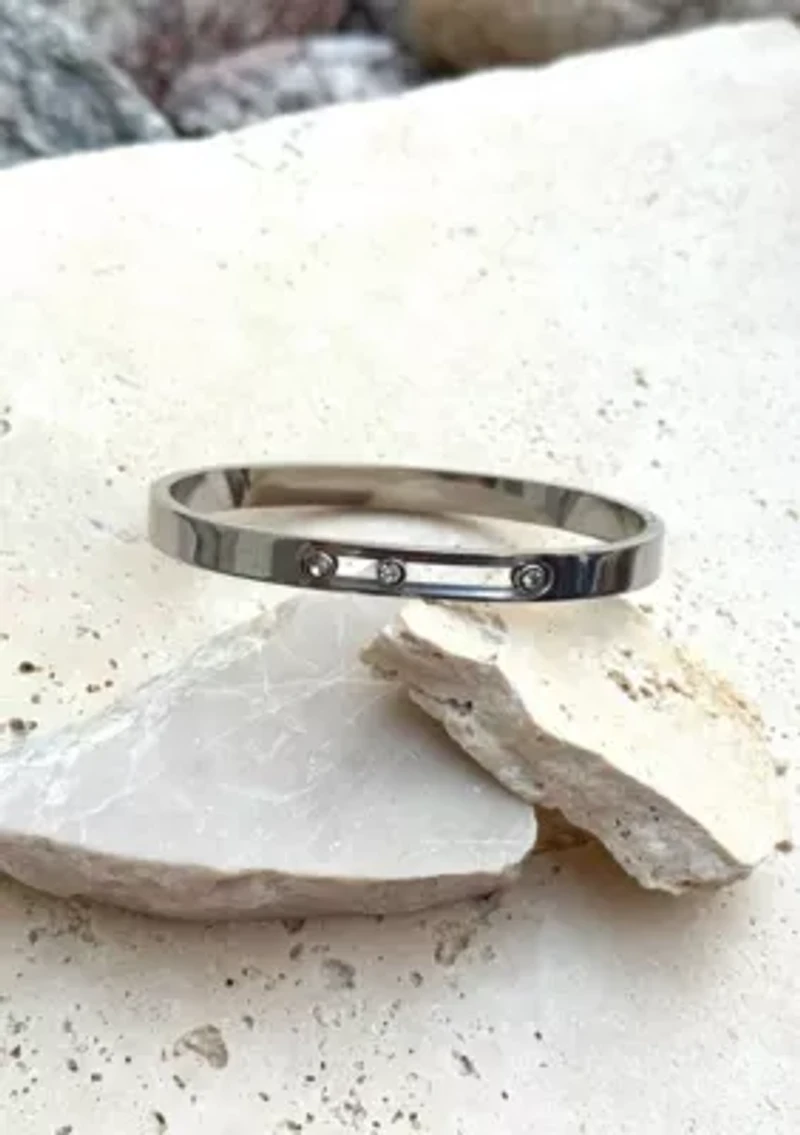 Tarnish Resistant Silver Sliding Stones Cuff