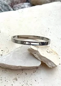 Tarnish Resistant Silver Sliding Stones Cuff