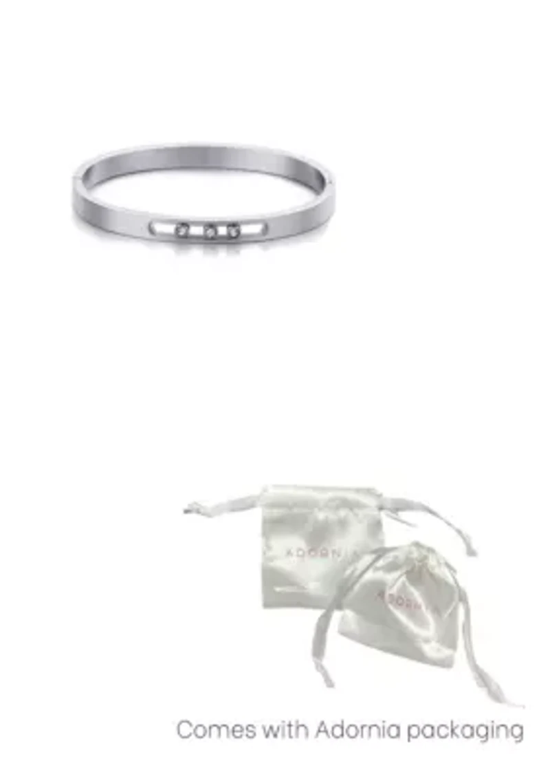 Tarnish Resistant Silver Sliding Stones Cuff