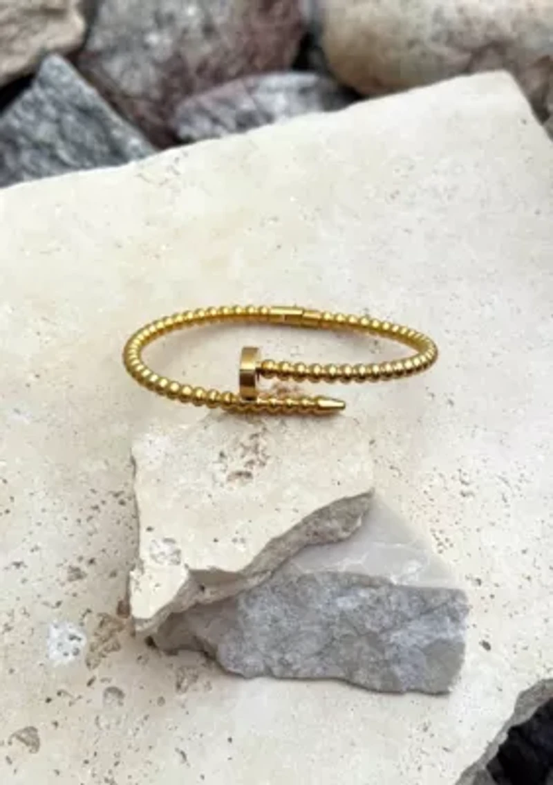 Tarnish Resistant 18k Gold Plated Beaded Nail Cuff