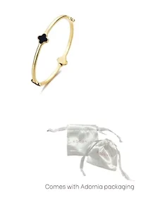 14k Gold Plated Black Clover Bangle