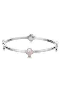 Silver Plated Mother of Pearl Clover Bangle