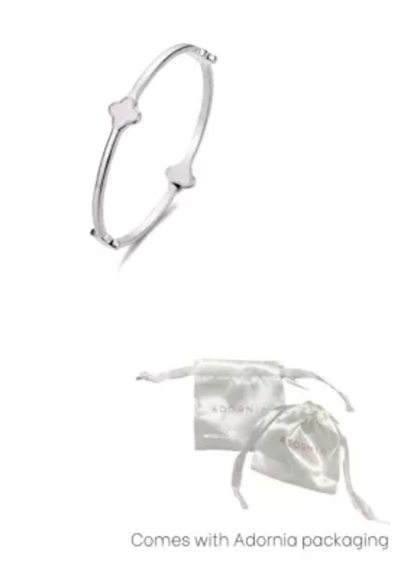 Silver Plated Mother of Pearl Clover Bangle