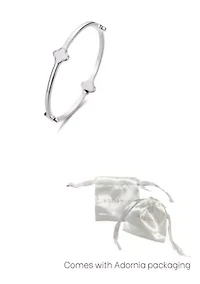 Silver Plated Mother of Pearl Clover Bangle