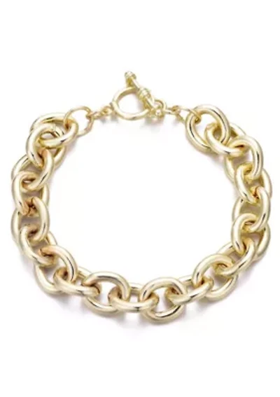 Gold Plated Chunky Oval Link Toggle Bracelet