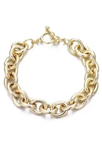 Gold Plated Chunky Oval Link Toggle Bracelet