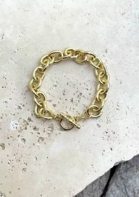 Gold Plated Chunky Oval Link Toggle Bracelet