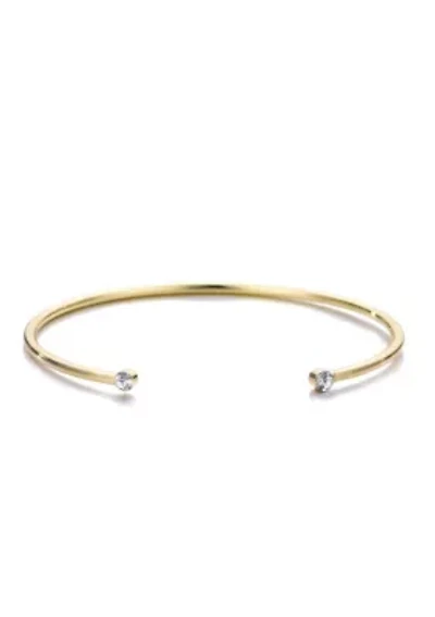 14k Gold Plated Crystal Ends Open Cuff