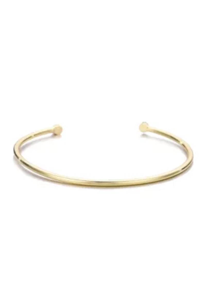 14k Gold Plated Crystal Ends Open Cuff