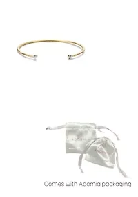 14k Gold Plated Crystal Ends Open Cuff