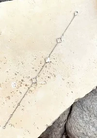 Silver Plated Clover Station Bracelet