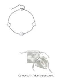 Silver Plated Clover Station Bracelet