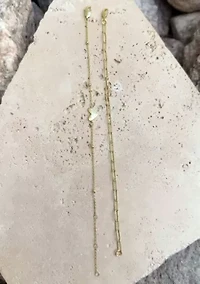 14k Gold Plated Chain and Heart Bracelet Set