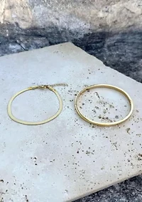 Tarnish Resistant 18k Gold Plated Herringbone and Cuff Bracelet Set