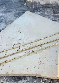 18k Gold Plated Paperclip, Rope, and Tennis Bracelet Set