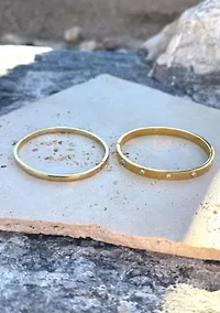 Tarnish Resistant 18k Gold Plated Eternity and Plain Cuff Set