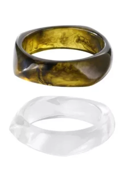 Set of Brown and Clear Bangle Set