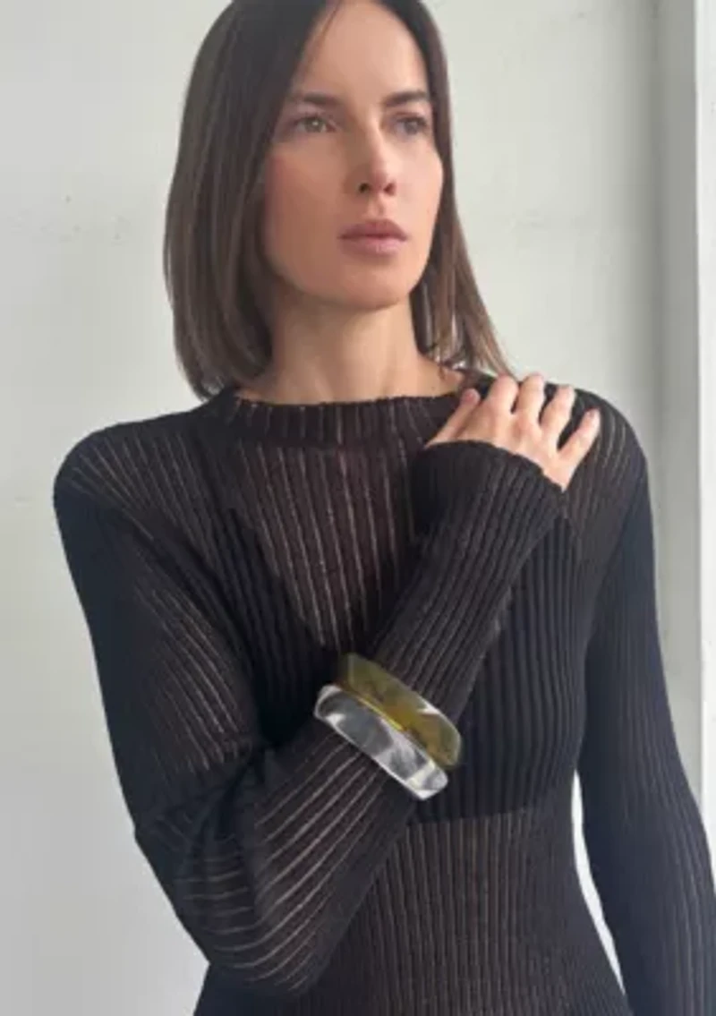 Set of Brown and Clear Bangle Set