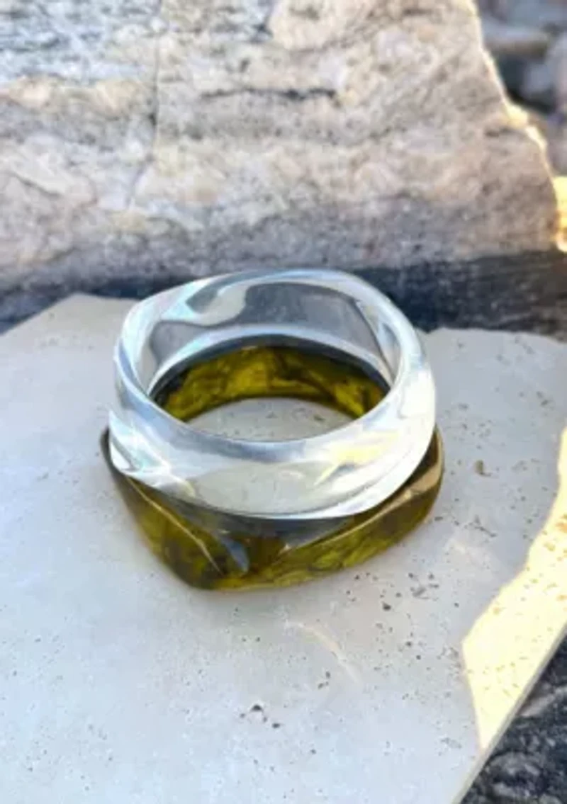 Set of Brown and Clear Bangle Set