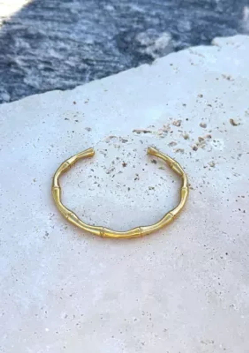 Tarnish Resistant 18k Gold Plated Bamboo Cuff