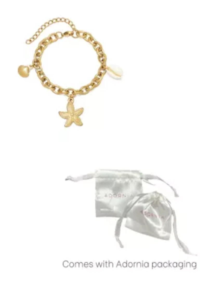 Tarnish Resistant 18k Gold Plated Beach Charm Bracelet