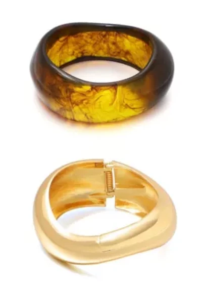 Gold Chunky Brown and Gold Bangle Set