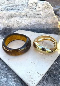 Gold Chunky Brown and Gold Bangle Set