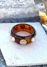 Shell and Pearl-Studded Tortoise Cuff