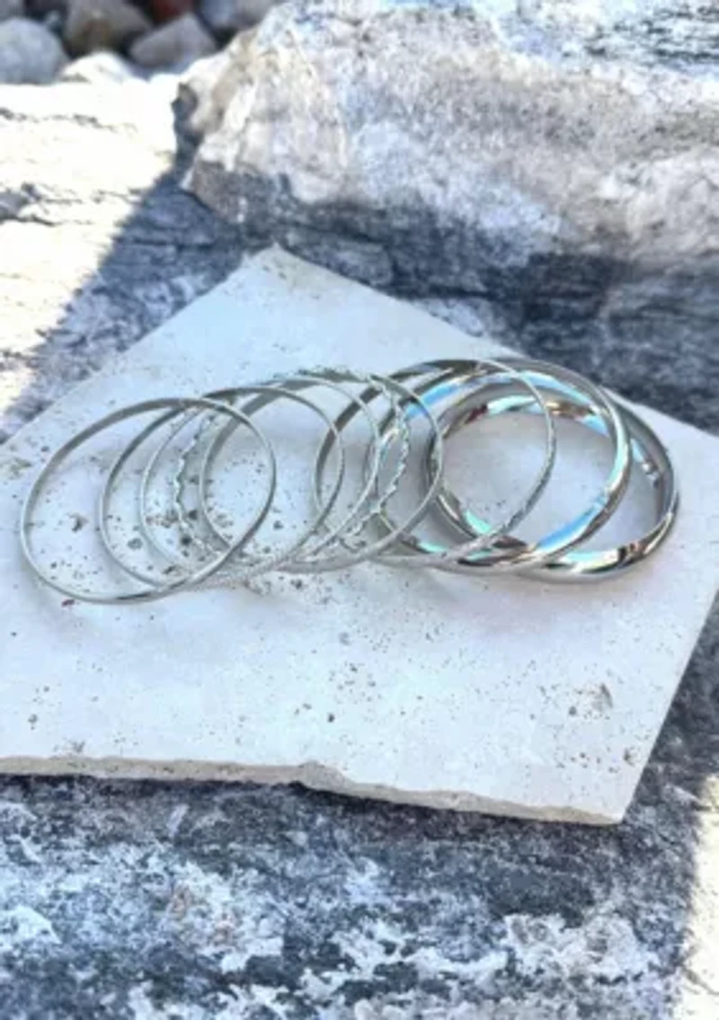 Silver Plated 8-Bangle Set