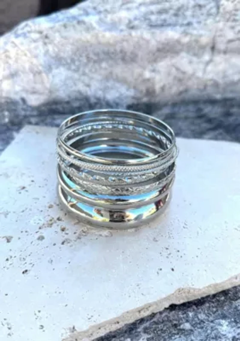 Silver Plated 8-Bangle Set