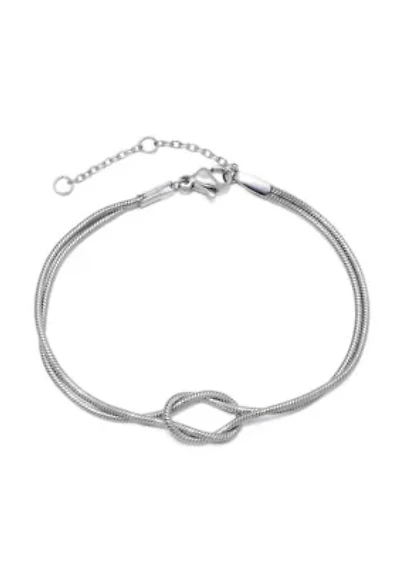 Tarnish Resistant Silver Plated Knotted Rope Chain Bracelet