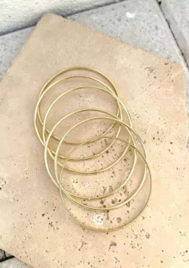 Gold Plated 6-Piece Thin Bangle Set
