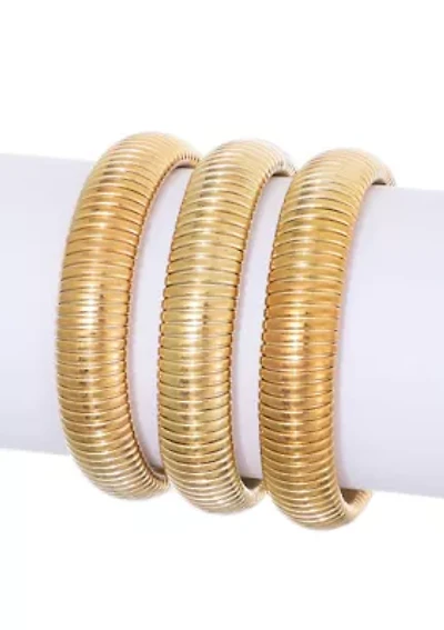 Gold Plated Set of 3 Coil Stretch Bracelets