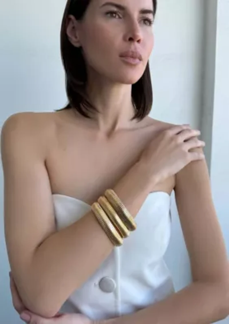 Gold Plated Set of 3 Coil Stretch Bracelets