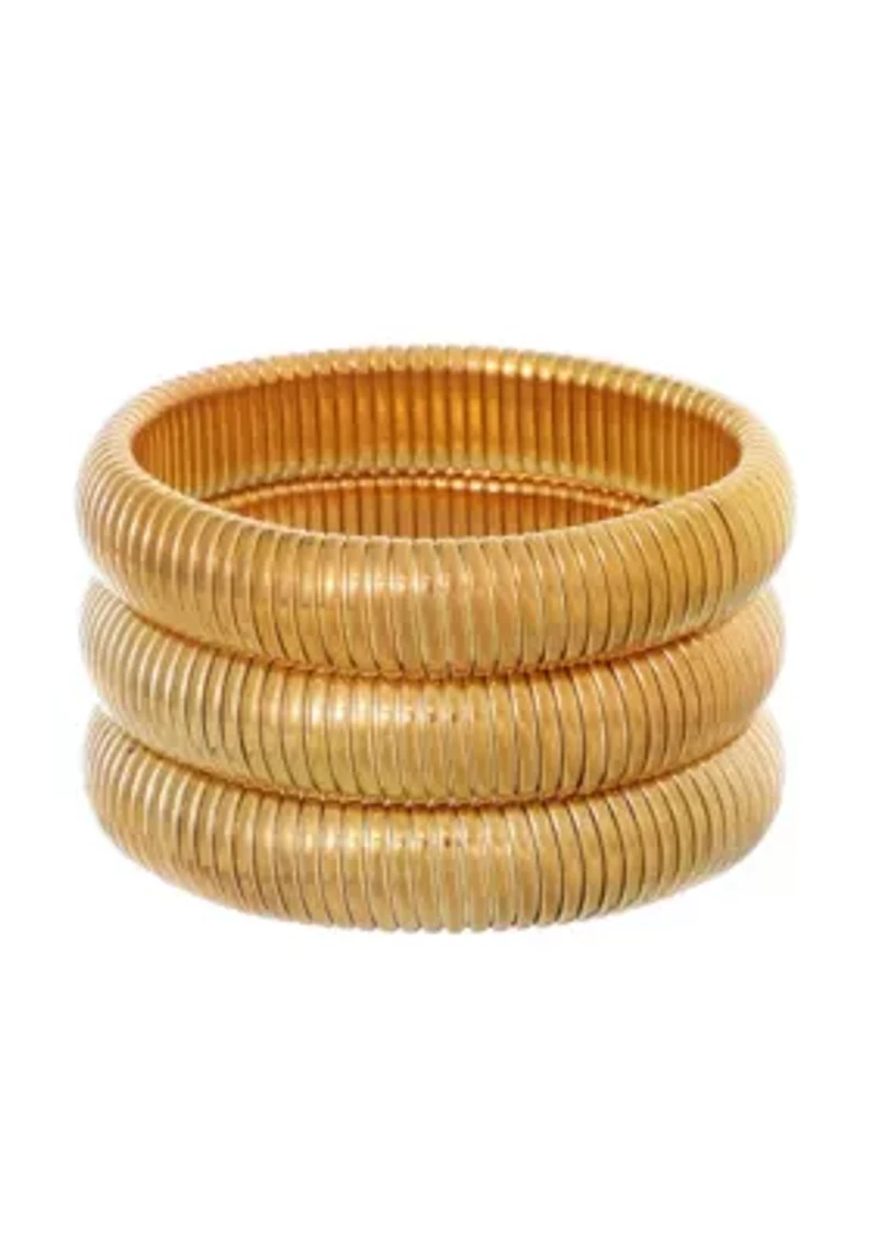 Gold Plated Set of 3 Coil Stretch Bracelets