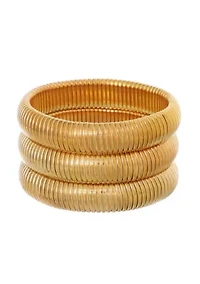 Gold Plated Set of 3 Coil Stretch Bracelets