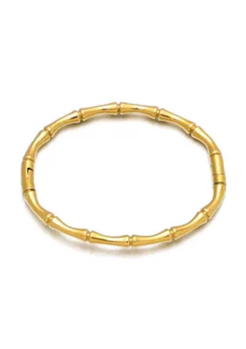 Tarnish Resistant 18k Gold Plated Invisble Clasp Bamboo Cuff