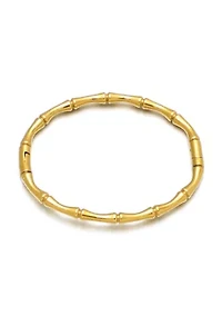 Tarnish Resistant 18k Gold Plated Invisble Clasp Bamboo Cuff