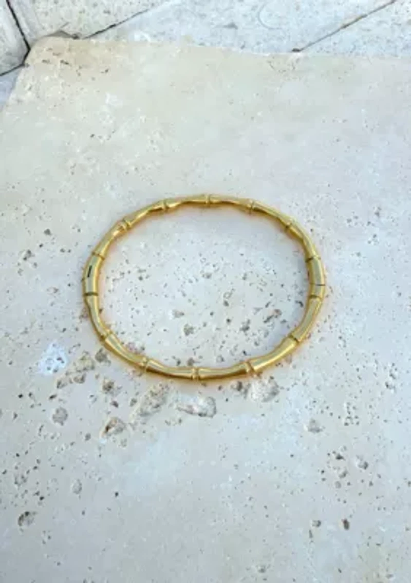 Tarnish Resistant 18k Gold Plated Invisble Clasp Bamboo Cuff