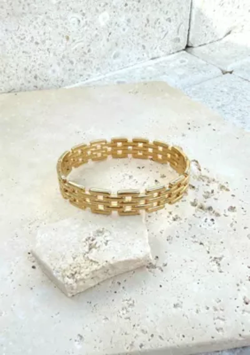Gold Plated Chain Cuff with Invisible Clasp