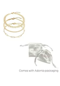Tarnish Resistant 18k Gold Plated Set of Three Adjustable Chain Bracelets