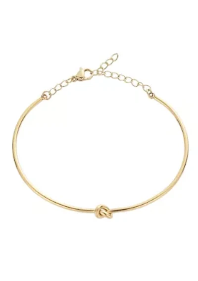Tarnish Resistant 18k Gold Plated Knot Cuff Adjustable Chain Bracelet
