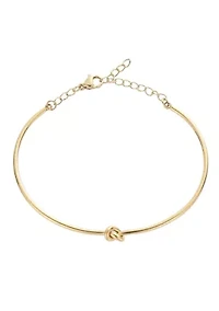 Tarnish Resistant 18k Gold Plated Knot Cuff Adjustable Chain Bracelet
