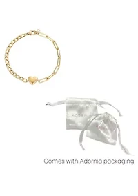 Tarnish Resistant 18k Gold Plated Heart Mixed Chain Bracelet