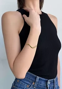 Tarnish Resistant 18k Gold Plated Wave Cuff