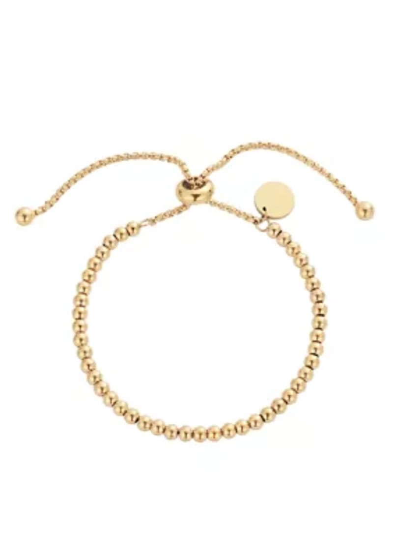 Tarnish Resistant 18k Gold Plated Beaded Bolo Bracelet