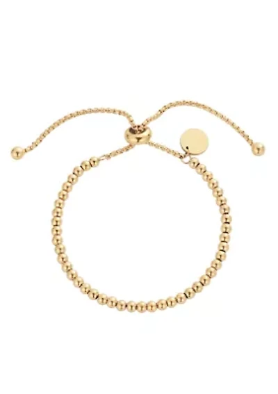 Tarnish Resistant 18k Gold Plated Beaded Bolo Bracelet