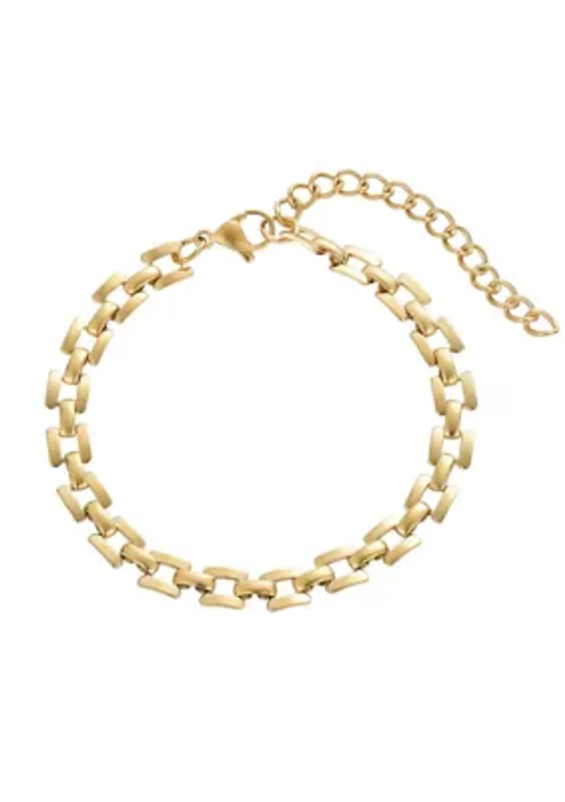 Tarnish Resistant 18k Gold Plated Grid Chain Bracelet