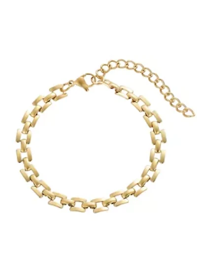 Tarnish Resistant 18k Gold Plated Grid Chain Bracelet