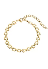 Tarnish Resistant 18k Gold Plated Grid Chain Bracelet